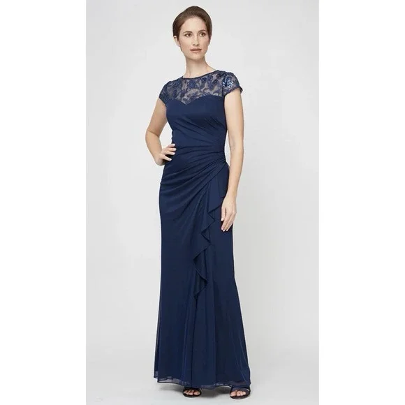 Alex Evenings | Dresses | Alex Evenings 817157 Long Lace Formal Mother Of  The Bride Sequin Dress Size 4